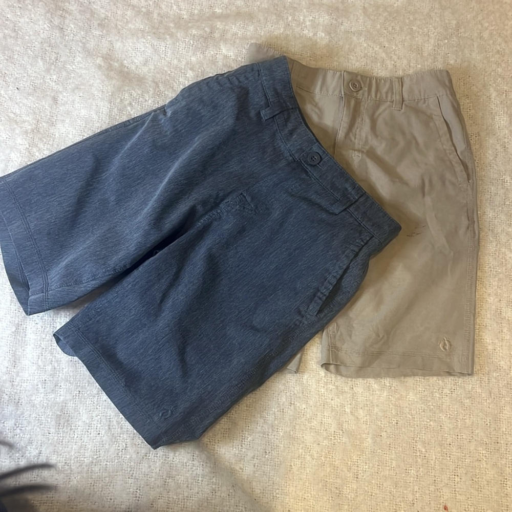 HANG TEN BUNDLE boys shorts Size M colors khaki and blue no fade material